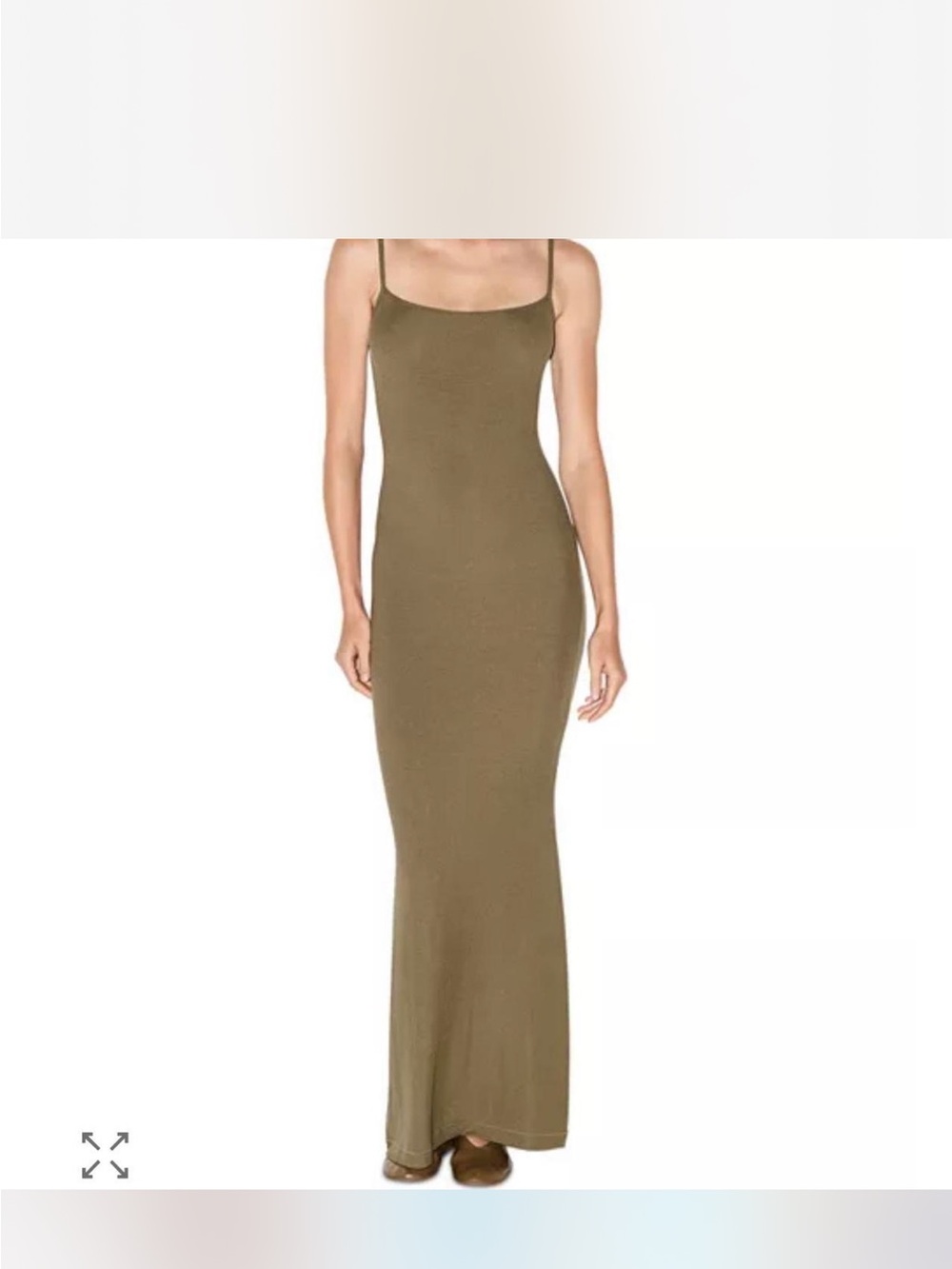SKIMS Olive Slip Maxi Dress with Slim Straps